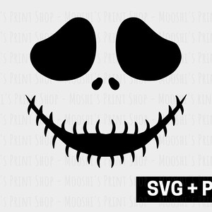 Skeleton Face Clipart, Halloween Eyes Mouth Outline Simple Black Silhouette, Spooky Season Sublimation Image Cut File, Download SVG PNG