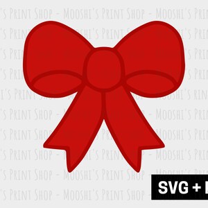 May include: A red bow with a large center loop and two smaller side loops. The bow is isolated on a white background.