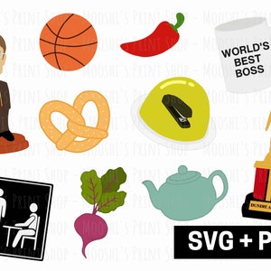 The Office Inspired Clipart Bundle, Funny Best Boss Mug Dundie Award Bobblehead Teapot Jello Images, Sublimation Graphics PNG SVG