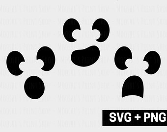Geist Gesicht Clipart Bundle, Halloween Geist Augen Mund Form Silhouette Grafiken, Spooky Design Sublimation Bild geschnitten Datei, Download PNG SVG