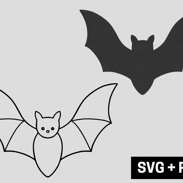 Bat Outline Clipart, Halloween Animal Flying Bat Simple Silhouette Graphics, Cute Spooky Season Sublimation Cut Files, Download SVG PNG