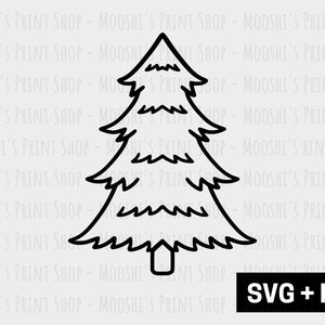 Pin arbre contour des cliparts, sapin de Noël vacances hiver épinette à feuilles persistantes graphique, Simple mignon Noël Sublimation coupe fichier, téléchargement PNG SVG