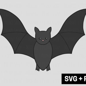 Clipart nietoperza, słodkie zwierzę halloweenowe, czarny latający nietoperz jaskiniowy, prosta grafika, upiorny sezon sublimacji, plik do cięcia obrazu, pobierz SVG PNG