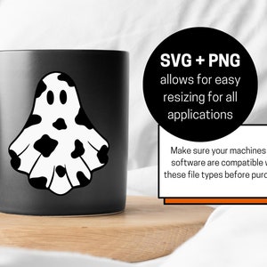 Cow Print Ghost Clipart, Cute Halloween Cow Hide Pattern Black Outline ...