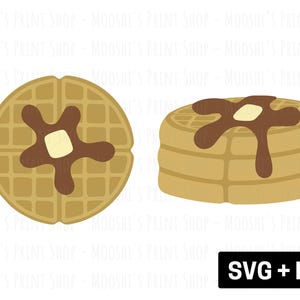 Frühstück Waffel Clipart Bundle, Ahornsirup Butter Waffel Frühstück Kuchen Stapel Grafiken, niedliche Sublimationsschnittdatei, Download SVG PNG