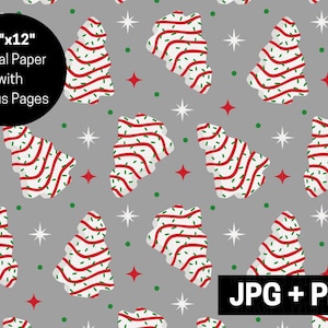 Weihnachtsbaum-Kuchen-Digitalpapier, Feiertags-Weihnachtssnack-Kuchen-Dessert-Treaty-nahtlose Datei, nettes modisches Sublimationsbild, Download JPG PNG