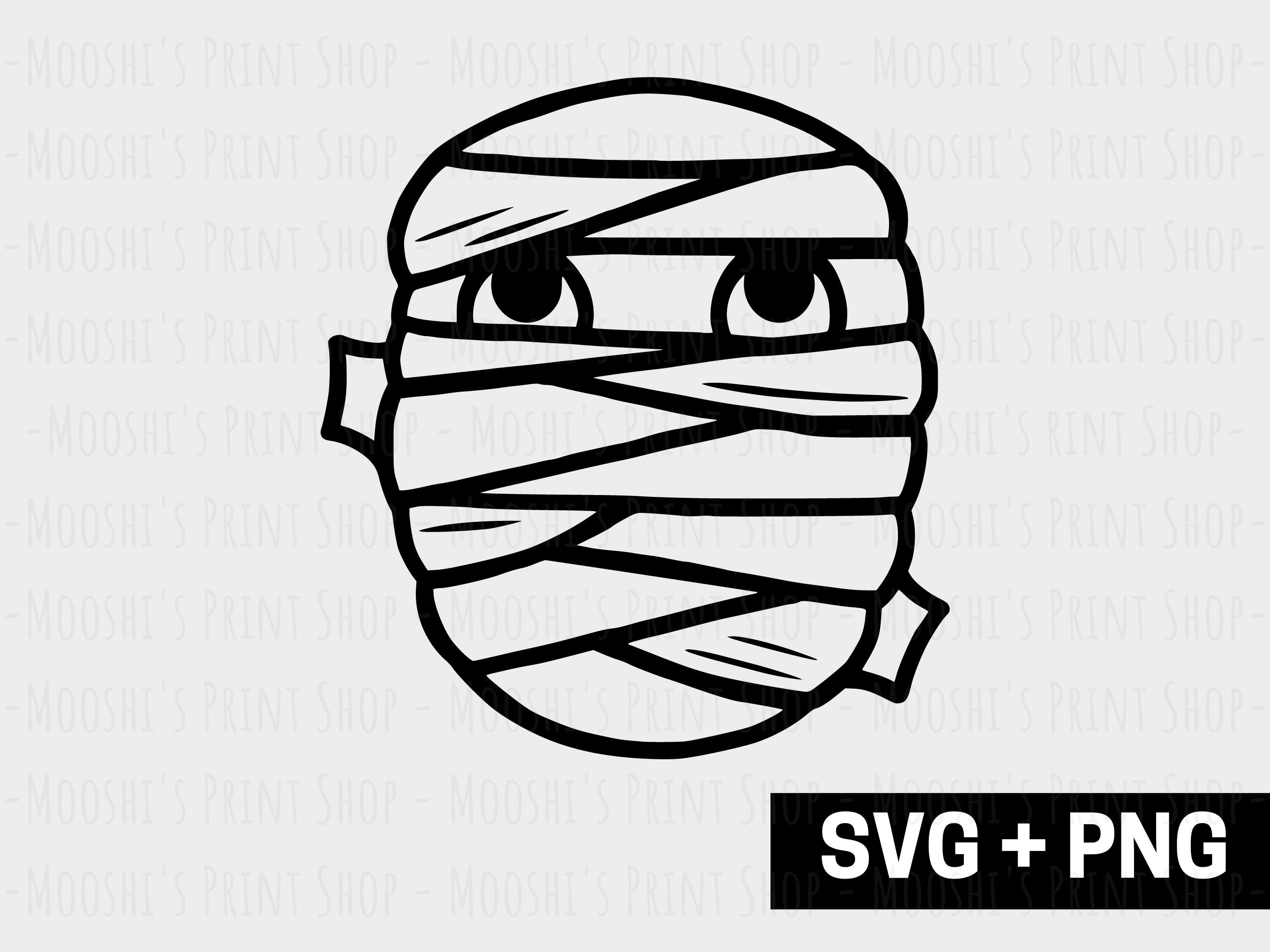 Mummy Face Clipart, Halloween Eyes Mouth Outline Simple Black ...