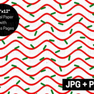 Bolo de árvore de Natal com listras e granulados de papel digital, arquivo sem costura de bolo de lanche de Natal, imagem de sublimação da moda, baixar JPG PNG