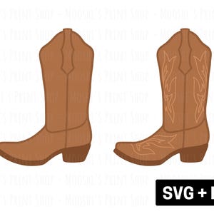 Cowboy Boot Clipart Bundle, Simple Western Cowboy Cowgirl Brown Boot Graphics, Cute Sublimation Cut File, Download SVG PNG