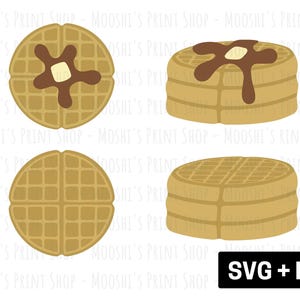 Verschiedene Frühstückswaffel-Clipart-Bundle, Ahornsirupbutter-einfache einfache Waffelstapelgrafiken, niedliche Sublimationsschnittdatei, Download SVG-PNG