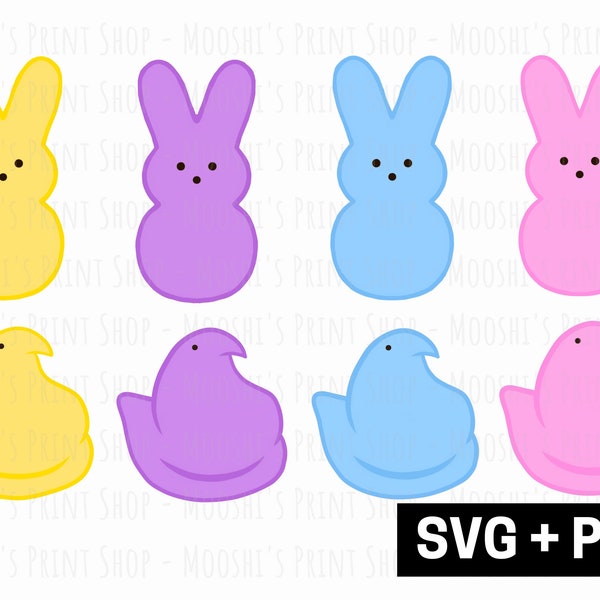 Easter Marshmallow Clipart Bundle, Chick and Bunny Candy Design, Cute Easter Basket Treats, Sublimation Graphics Cut Files SVG PNG