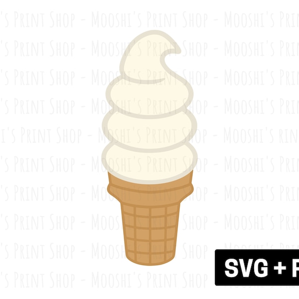 Soft Serve Ice Cream Cone Clipart, Cute Classic Vanilla Swirl Cup Cone Treat Design, Sublimation Cut File Graphics, Digital Download SVG PNG