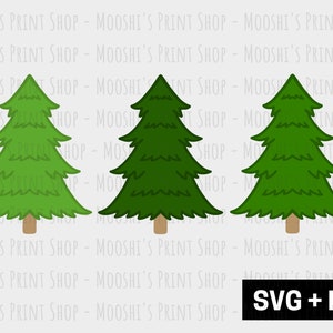 Clipart d'arbres à feuilles persistantes, graphique simple de vacances de Noël de pin, fichier de coupe en Sublimation de silhouette d'épicéa vert duveteux, téléchargement PNG SVG