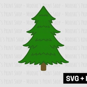 Clipart arbre à feuilles persistantes, simple vacances de Noël pin arbre graphique, fichier de coupe duveteux épicéa vert Silhouette Sublimation, téléchargement PNG SVG