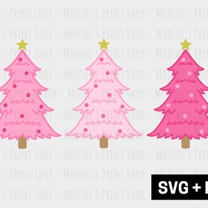 Clipart d'arbres de vacances rose, graphique simple de sapin de Noël, fichier de coupe en Sublimation de silhouette d'épicéa rose Pastel duveteux, téléchargement PNG SVG