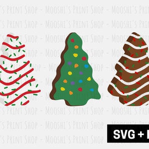 Weihnachtsbaum-Snack-Kuchen-Brownie-Clipart-Bundle, trendige Feiertags-Weihnachts-Schokoladen-Leckerei-Grafiken, süße Sublimations-Schnittdatei, Download SVG PNG