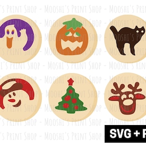 Holiday Sugar Cookie Clipart Bundle, Halloween Christmas Dessert Treat Graphics, Cute Trendy Sublimation Cut File, Digital Download SVG PNG
