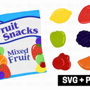 Gummibärchen Obst Snacks Clipart Bundle, Erdbeer Kirsche Apfel Orange behandeln Grafiken, Sublimation Bilder geschnitten Dateien, digitaler Download PNG SVG