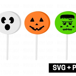 Halloween Lollipop Bundle, Kürbis Geist Frankenstein Candy Sucker, Süßes oder Saures Grafiken, Sublimation Bild geschnitten Datei, Download PNG SVG