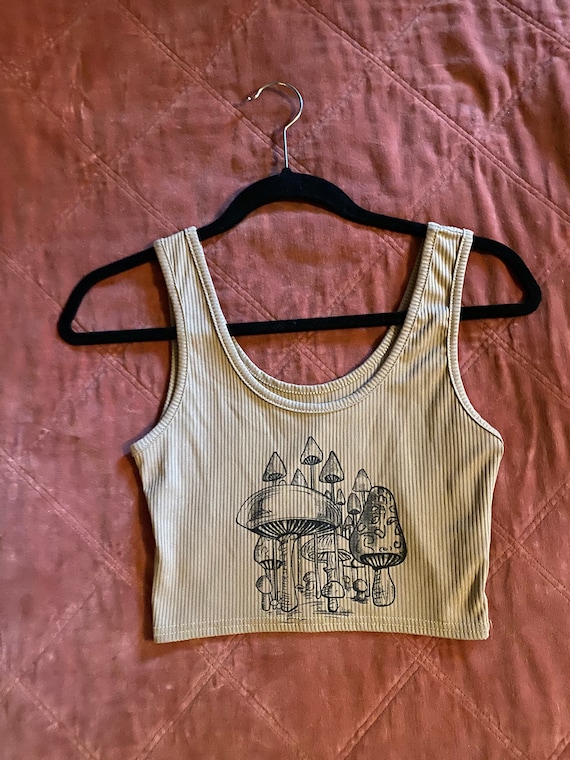 Y2K Mushroom Crop Top Size Small