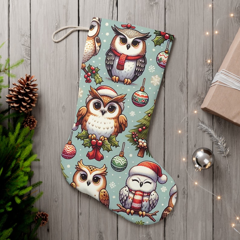 Enchanted Owl Xmas Stocking © PrintsNPerspectives | etsy.com