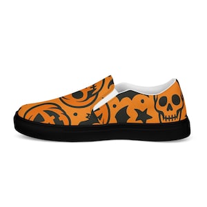 Halloween Ghost & Pumpkin Men&#39;s Slip-On Canvas Shoes