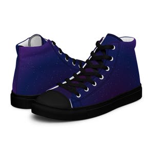 Cosmic Galaxy High-Top Canvas Shoes – Starry Night High Tops, Space Pattern Unisex Sneakers