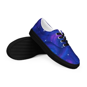 Cosmic Galaxy Swirl Men&#39;s Lace-Up Canvas Shoes – Nebula Space Sneakers, Unique Gift for Him