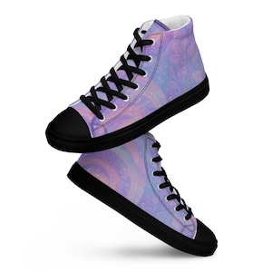 Cosmic Floral High Top Canvas Sneakers – Galaxy Pastel Unisex Lace-Up Shoes