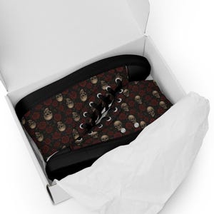 Gothic Skull Roses High Top Canvas | Boots | Punk Goth Lace-Up Sneaker Shoes