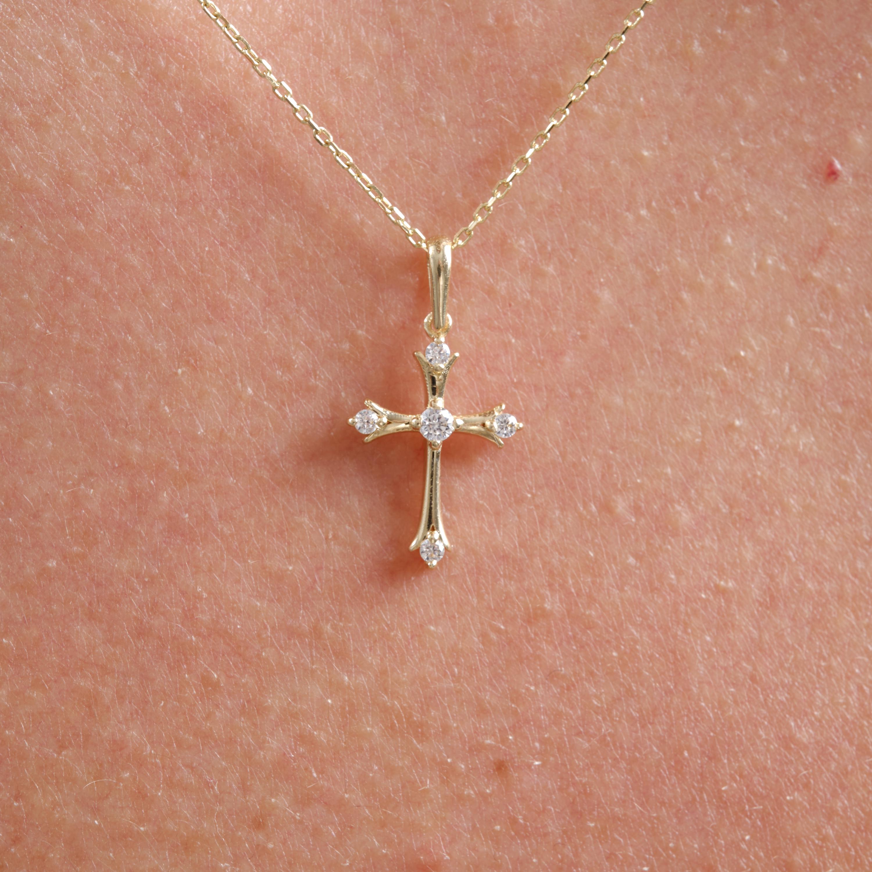 Mini Rhinestone Cross Necklace - Etsy