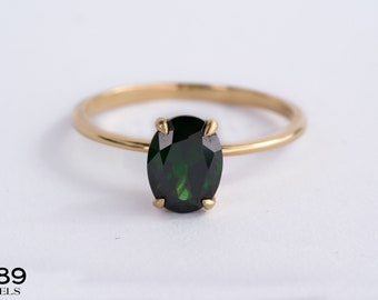 Emerald Green Ring, Emerald Engagement Ring, 14K Solid Gold Ring Women, Promise Ring, Handmade Jewelry, Birthstone Ring, Anniversary Ring