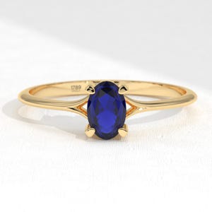 Sapphire Engagement Ring, Sapphire Ring Gold, 14K Solid Gold Ring, Handmade Jewelry Women, Promise Ring, Birthstone Ring, Art Deco Ring