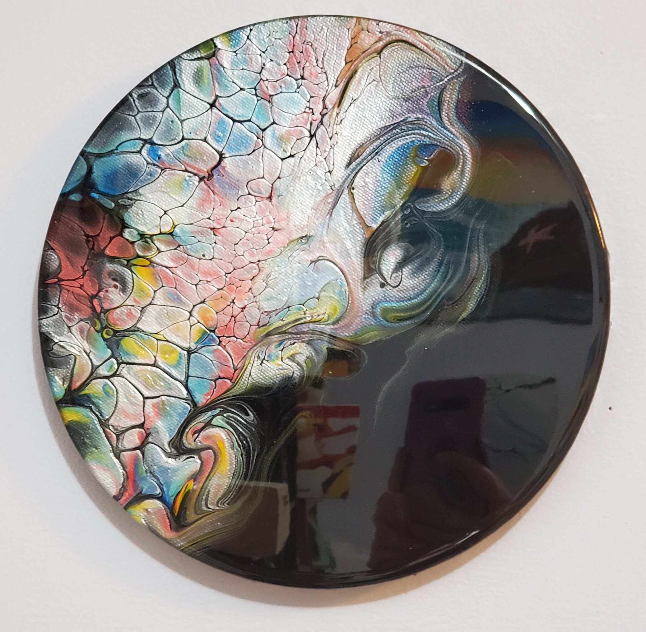 10 Inch Round Canvas Painting With a Glossy Resin Finish. Lily - Etsy