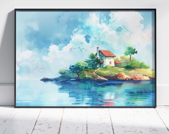 Spirited Away Watercolor Print: Ghibli Landscape Art (Digital Download)
