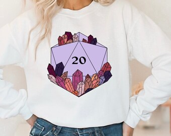 Dnd Crystal Dice Sweatshirt, Dnd dice, Dungeons and dragons sweatshirt, Dnd shirt women, Dungeon Master Sweater, Dnd gift, Soft