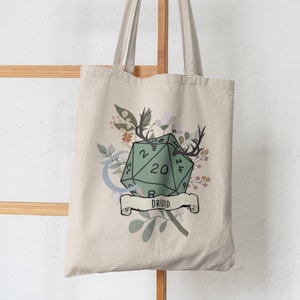 Druid tote bag, Bag of holding, Dnd storage bag, Dungeons and dragons canvas tote, Dnd gifts, RPG bag, Geeky gifts, TTRPG image 1