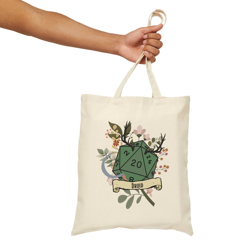 Druid tote bag, Bag of holding, Dnd storage bag, Dungeons and dragons canvas tote, Dnd gifts, RPG bag, Geeky gifts, TTRPG image 7