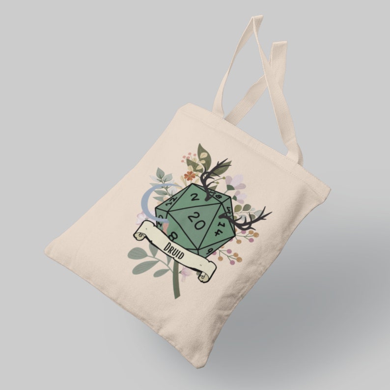 Druid tote bag, Bag of holding, Dnd storage bag, Dungeons and dragons canvas tote, Dnd gifts, RPG bag, Geeky gifts, TTRPG image 4