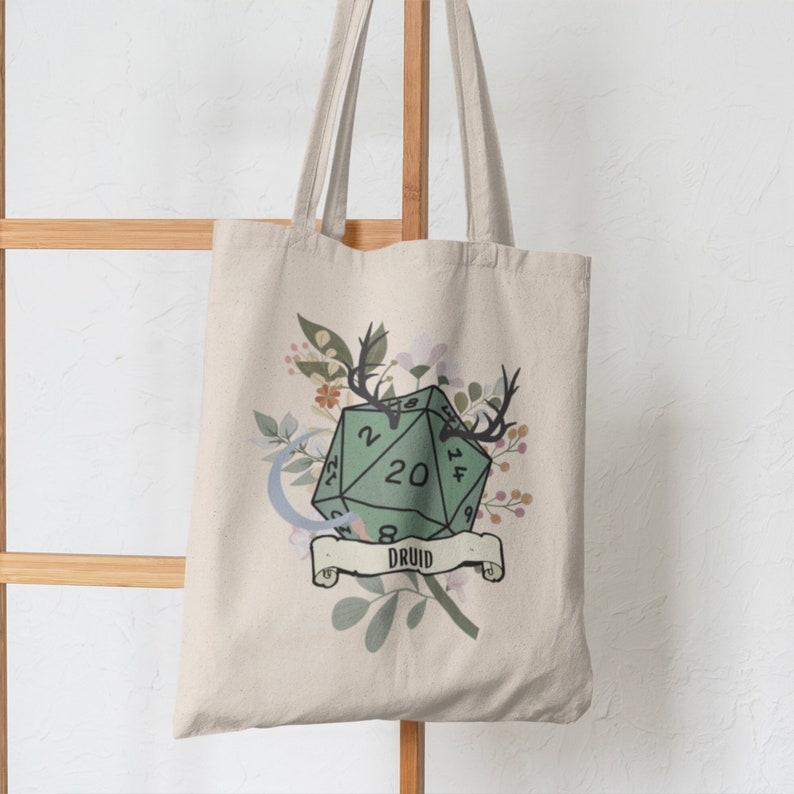 Druid tote bag, Bag of holding, Dnd storage bag, Dungeons and dragons canvas tote, Dnd gifts, RPG bag, Geeky gifts, TTRPG image 1