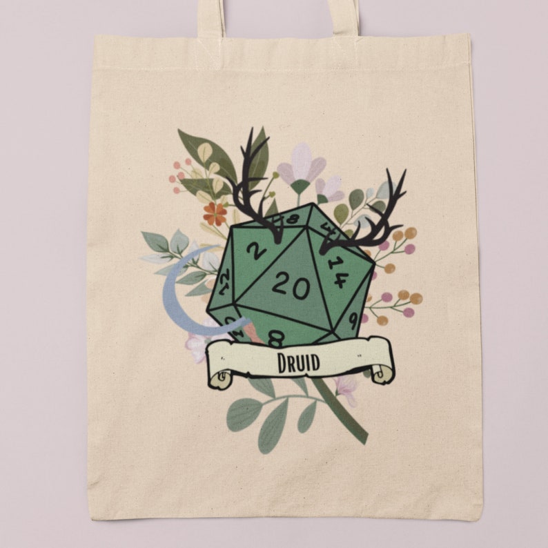 Druid tote bag, Bag of holding, Dnd storage bag, Dungeons and dragons canvas tote, Dnd gifts, RPG bag, Geeky gifts, TTRPG image 3