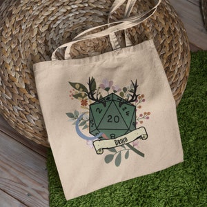 Druid tote bag, Bag of holding, Dnd storage bag, Dungeons and dragons canvas tote, Dnd gifts, RPG bag, Geeky gifts, TTRPG image 2