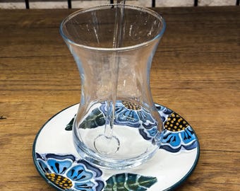 Traditional Carnation Design Turkish Tea Sets, Ceramic Tea Plates