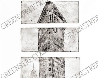 FLATIRON BUILDING | Print New York Art | Manhattan NYC | New York City Taxi | Intaglio Print | Flatiron Wall Art | Limited Edition Giclee