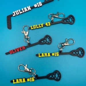 Personalized Lacrosse Stick Keychain with Name and Number