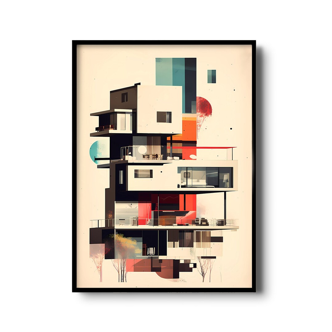 Bauhaus Wandkunst Bauhaus Architektur Druck Mid Century Moderne