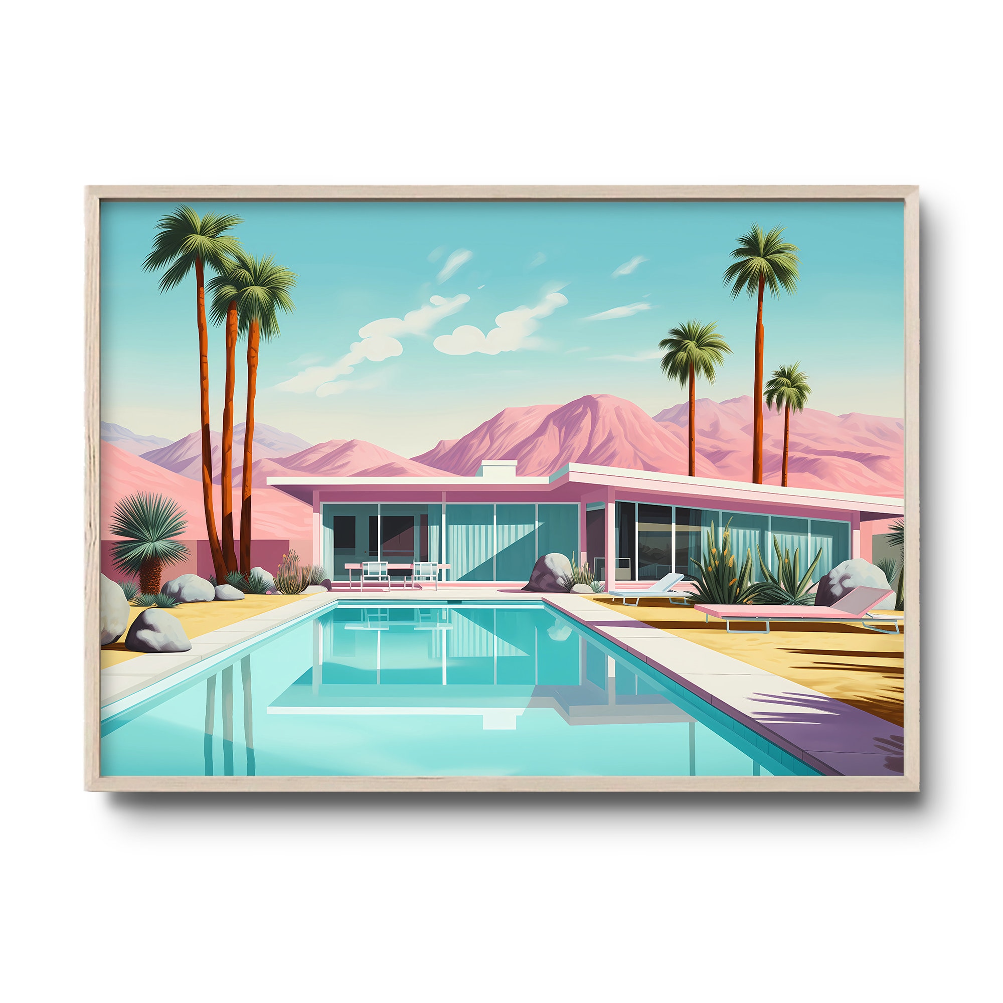 Palm Springs Illustration | Pastel Colors | Pink Palm Springs Art