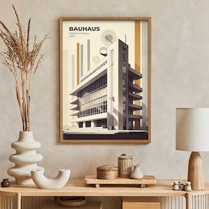 Vintage Architecture Poster | Bauhaus Design Wall Art | Retro ...