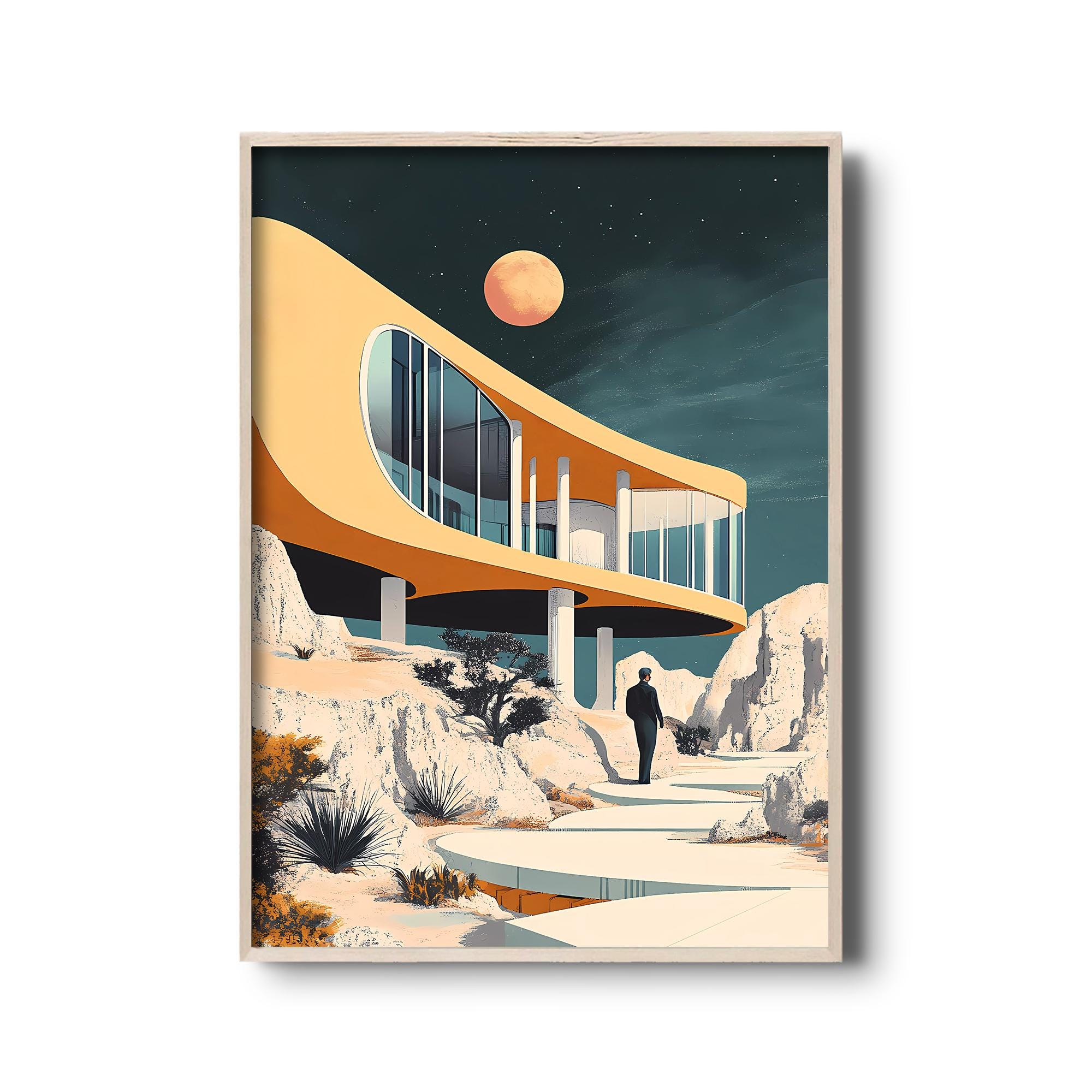 Mid-century Modern Futuristic Architecture Print - Dreamy Desert