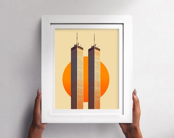 Impression d'art World Trade Center 1 & 2 | Illustration minimale